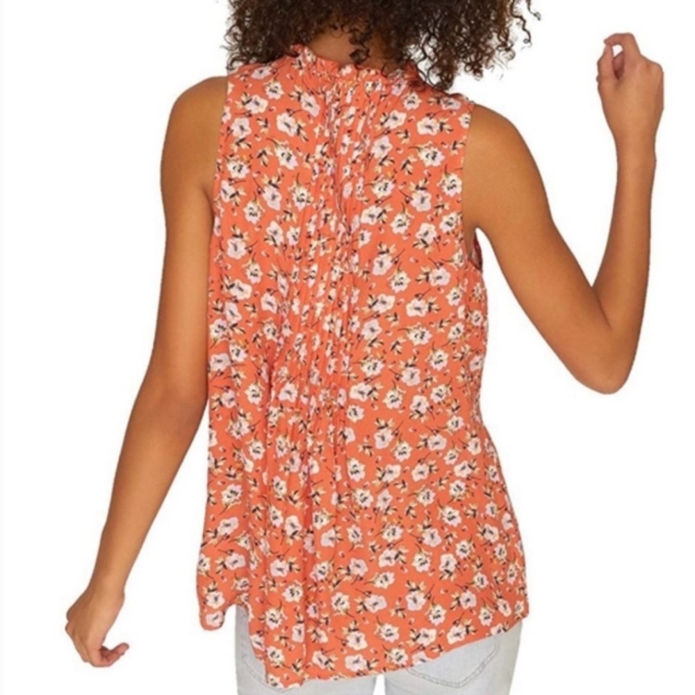 Sanctuary Garden Swing Top Floral Sleeveless Blouse Orange Size Small Tie Front‎ - Picture 3 of 8
